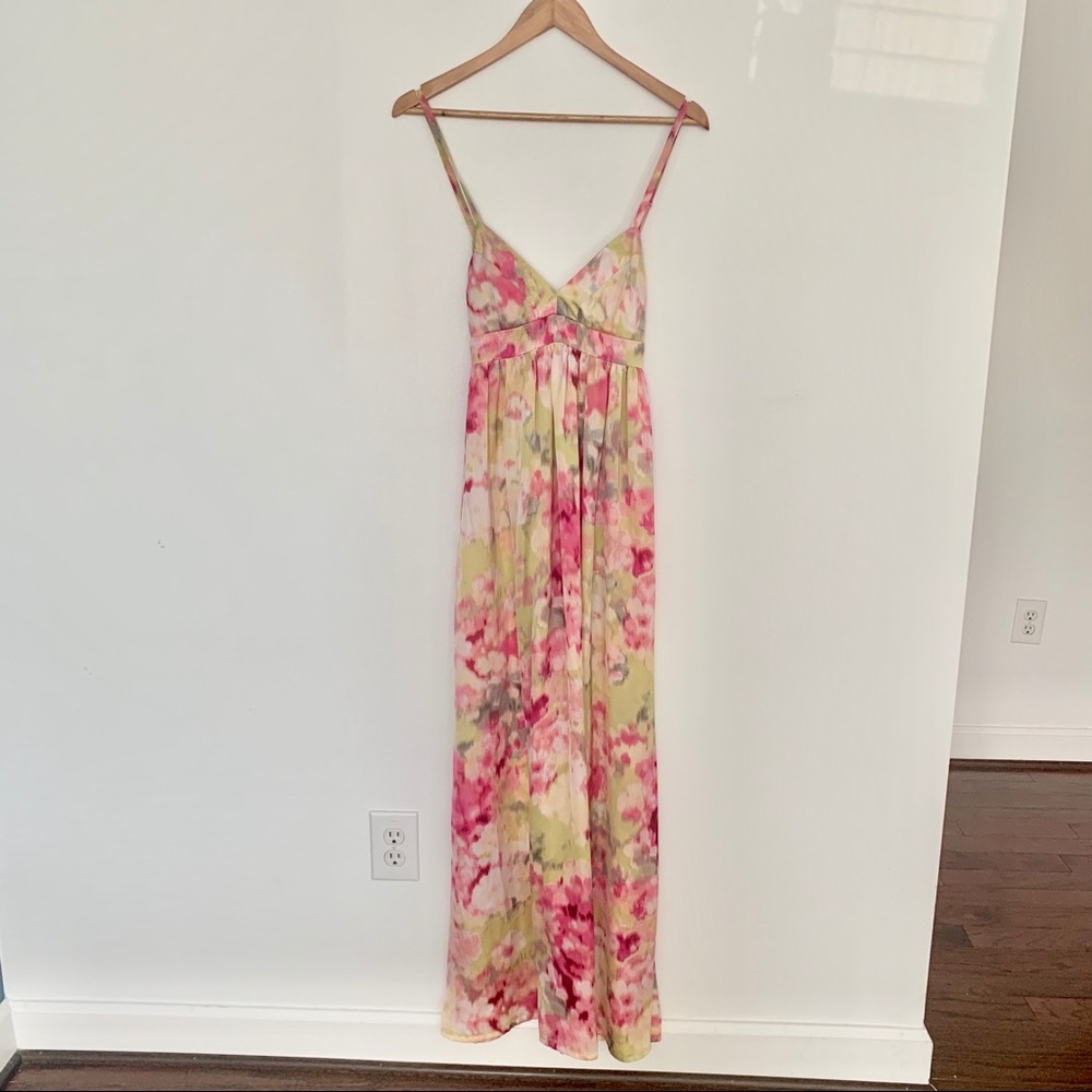 Silky watercolor floral maxi dress
